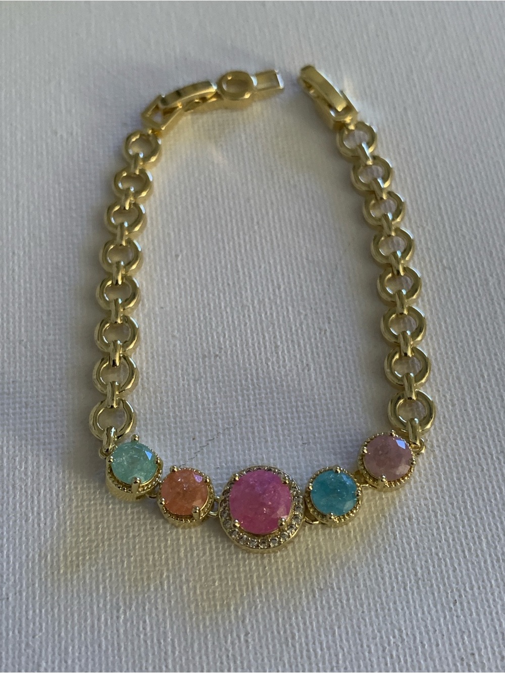 Gold-Tone Multicolor Stone Bracelet